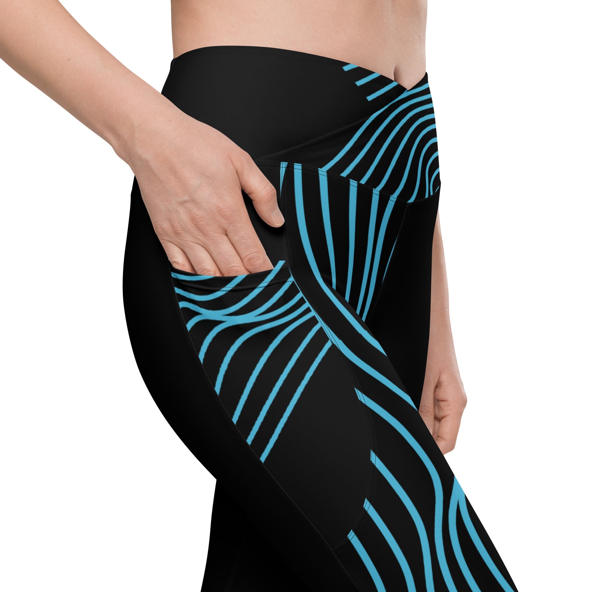 Black Workout Leggings with Pockets. Streetwear or Gymwear Crossover Leggings. Yoga Pants. WickedYo.